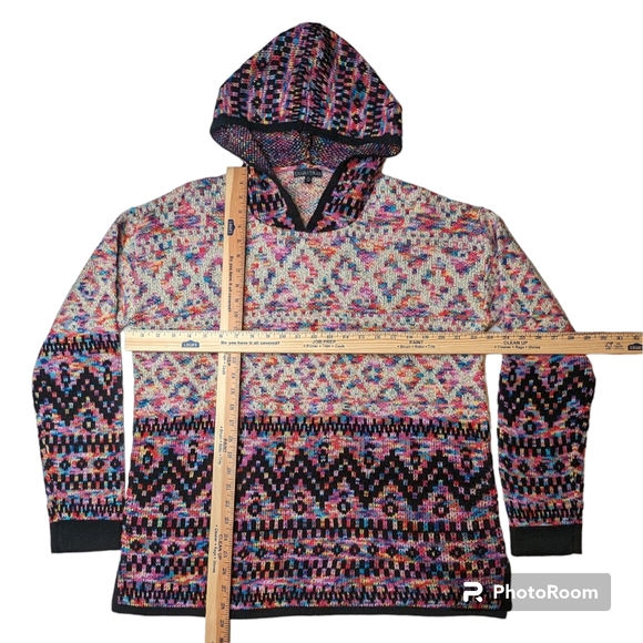 Bua//bua Pullover Sweater Womens Sz XL Multi Color Hoodie Boho Hippie Grunge - Picture 11 of 14